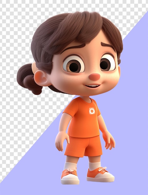 PSD ilustração 3d de um personagem infantil fofo e adorável com uma expressão facial sorridente