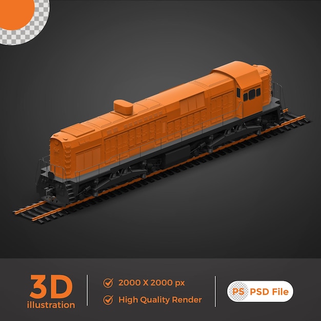 PSD ilustração 3d de um trem com renderização de alta qualidade psd png