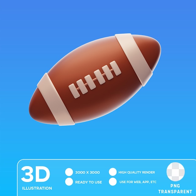PSD ilustração 3d de uma bola de rugby psd