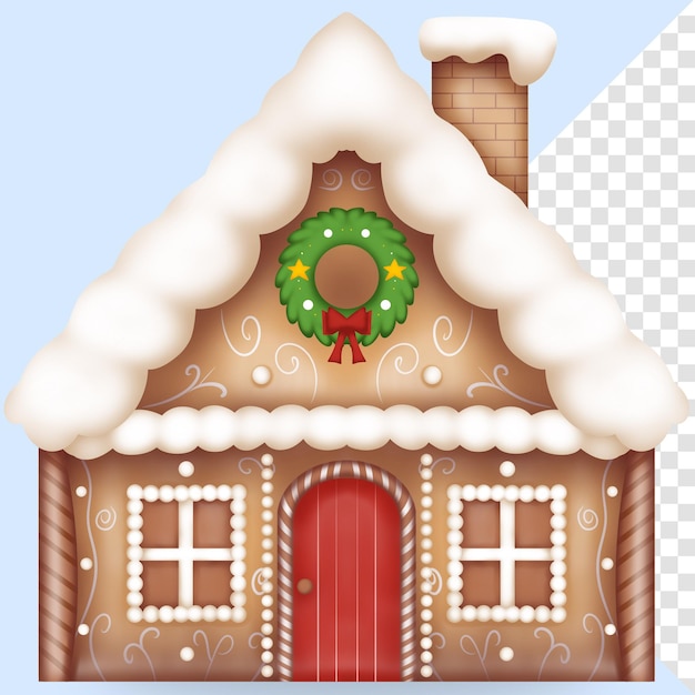 Ilustração 3D de uma casa de pão de gengibre