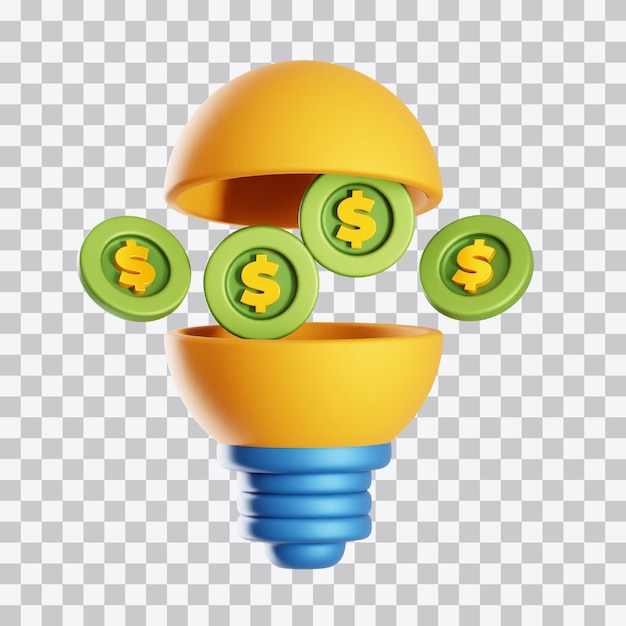 Ilustração 3D de uma ideia de negócio de investimento