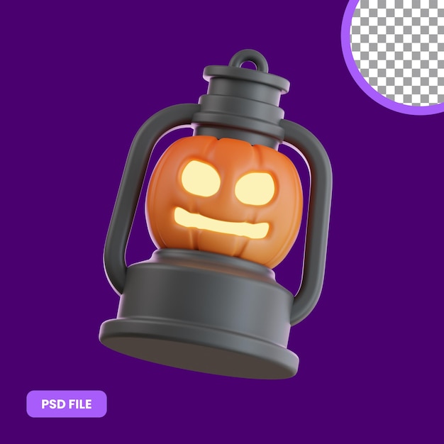 PSD ilustração 3d de uma lanterna de halloween