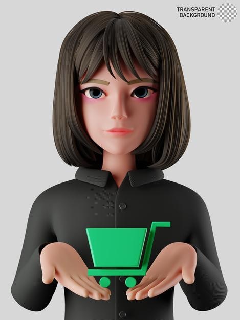PSD ilustração 3d de uma mulher