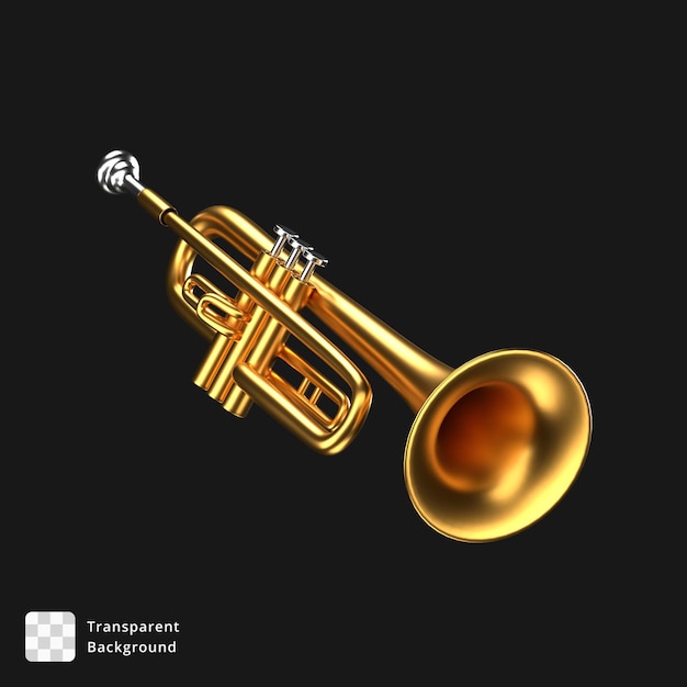 PSD ilustração 3d de uma trombeta preta e dourada
