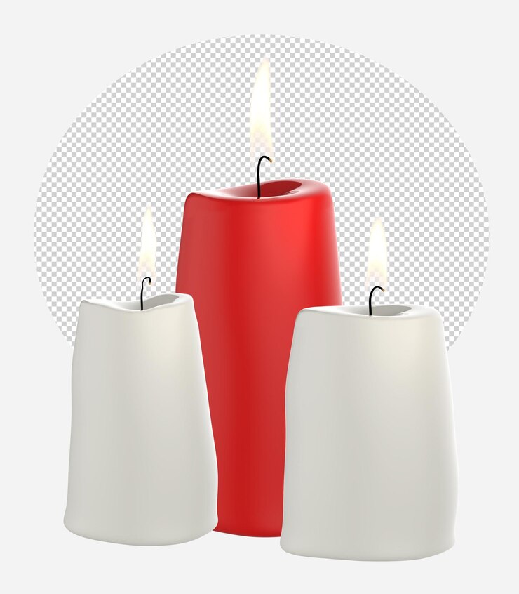 PSD ilustração 3d de uma vela colorida