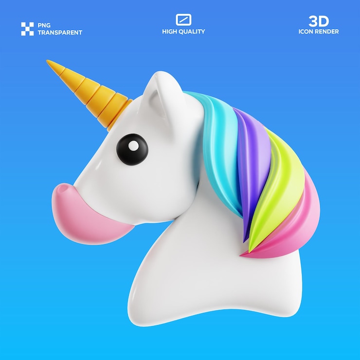 PSD ilustração 3d de unicórnio psd