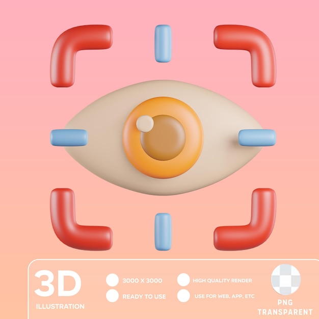 Ilustração 3d de varredura ocular psd