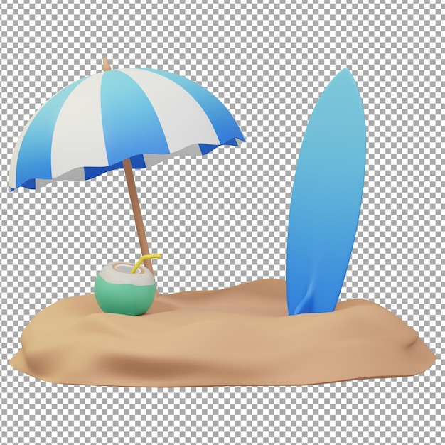 PSD ilustração 3d de verão