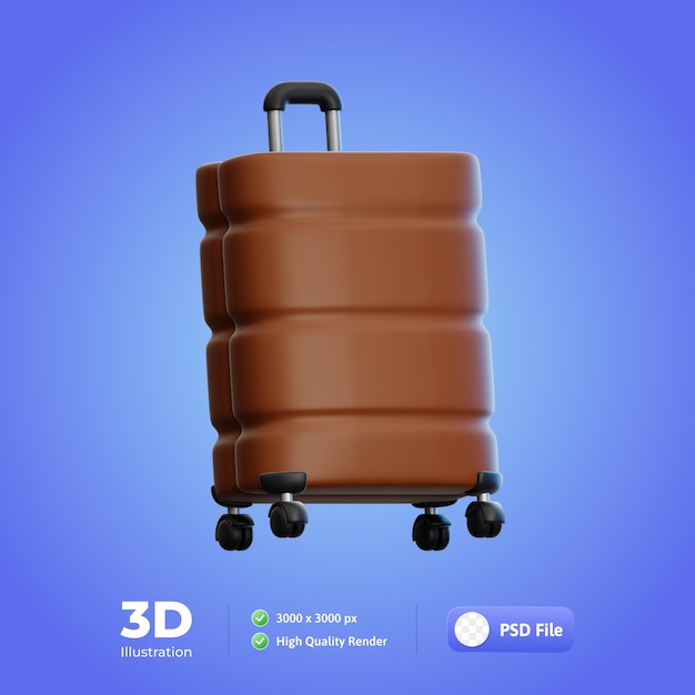 PSD ilustração 3d de viagem de bagagem