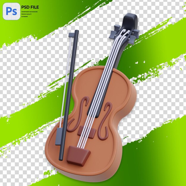 PSD ilustração 3d de violino render icon isolado png