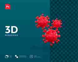 PSD ilustração 3d de vírus