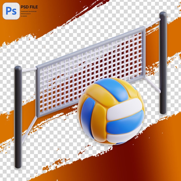 PSD ilustração 3d de voleibol renderização de ícone isolado png