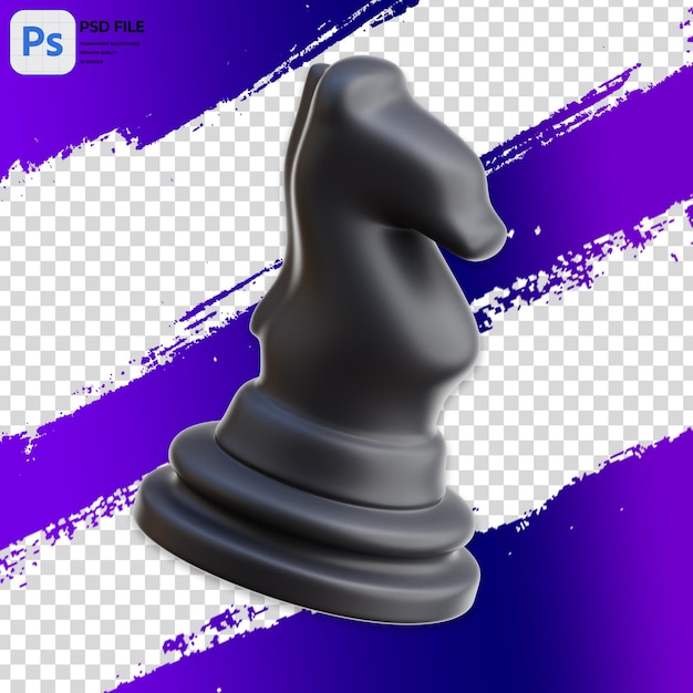 PSD ilustração 3d de xadrez de cavalos renderização de ícone png isolado