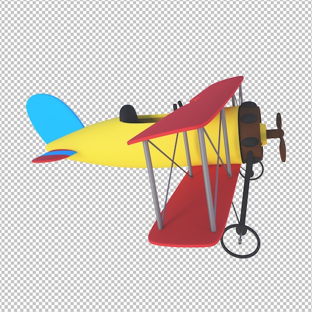 PSD ilustração 3d desenho de objeto de desenho animado avião de brinquedo