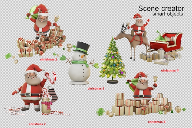 Ilustração 3d dia de natal com papai noel