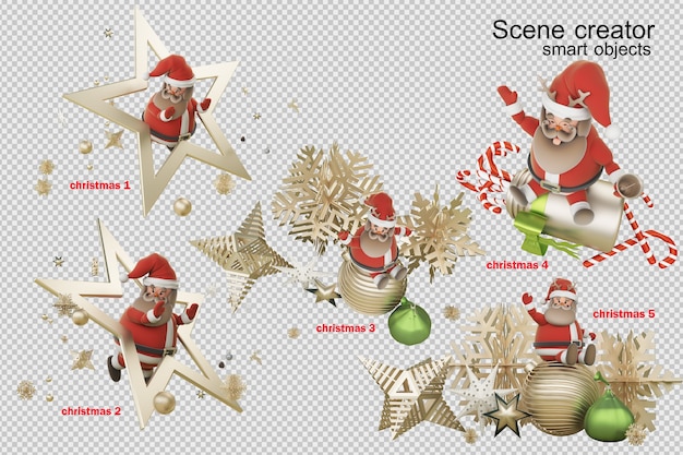 PSD ilustração 3d dia de natal com papai noel