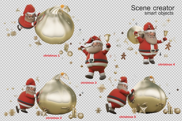 Ilustração 3d dia de natal com papai noel