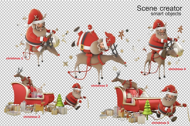 Ilustração 3d dia de natal com papai noel