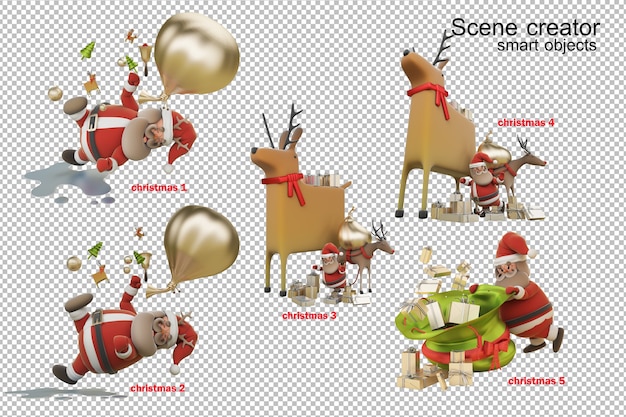 Ilustração 3d dia de natal com papai noel