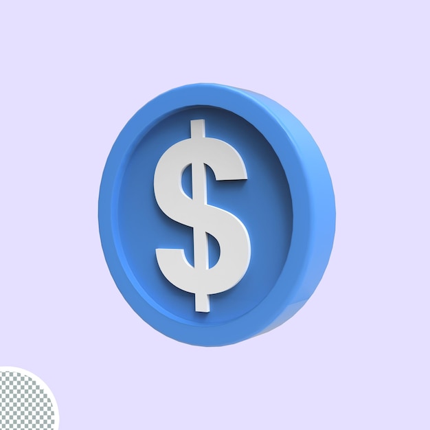 ilustração 3d dinheiro ícone moeda dólar 3d render