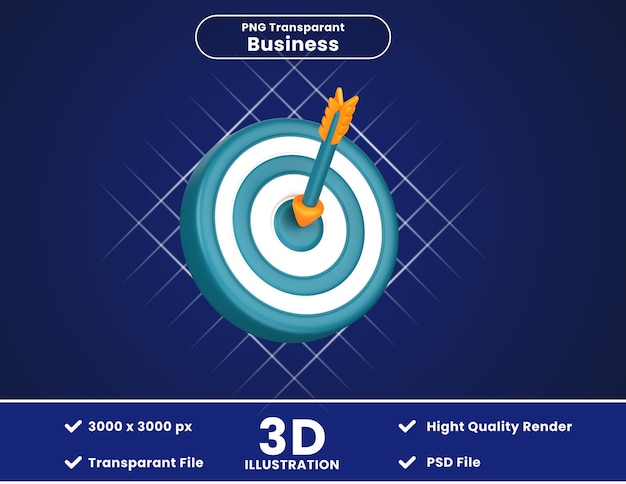 PSD ilustração 3d do alvo de negócios