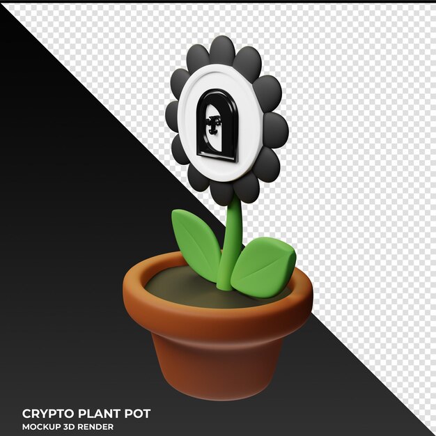 PSD ilustração 3d do apenft nft crypto plant pot