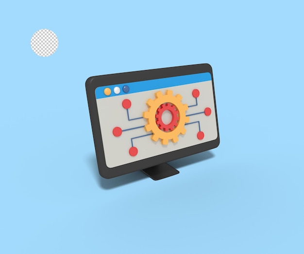 Ilustração 3D do aplicativo de configuração em andamento