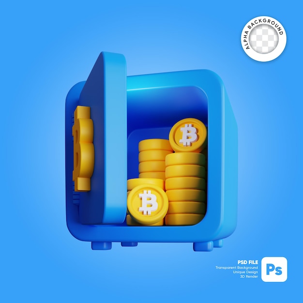 Ilustração 3d do armário de bitcoin