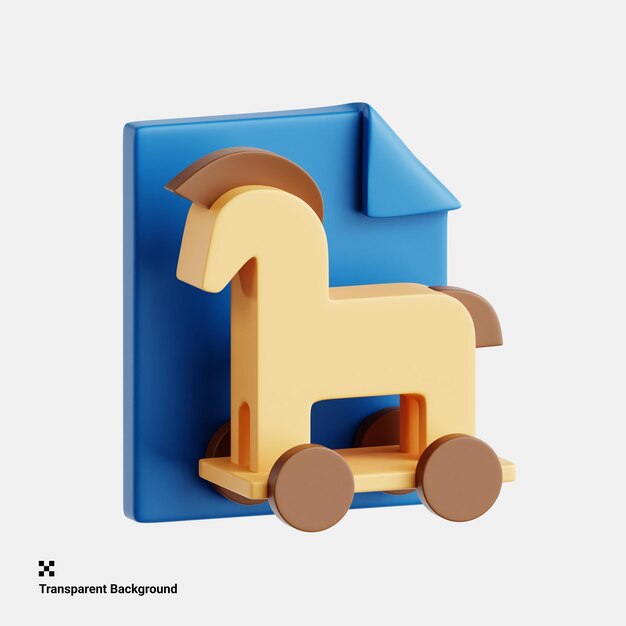 PSD ilustração 3d do arquivo de cavalo de tróia