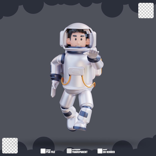 ilustração 3D do astronauta correndo no espaço sideral 2