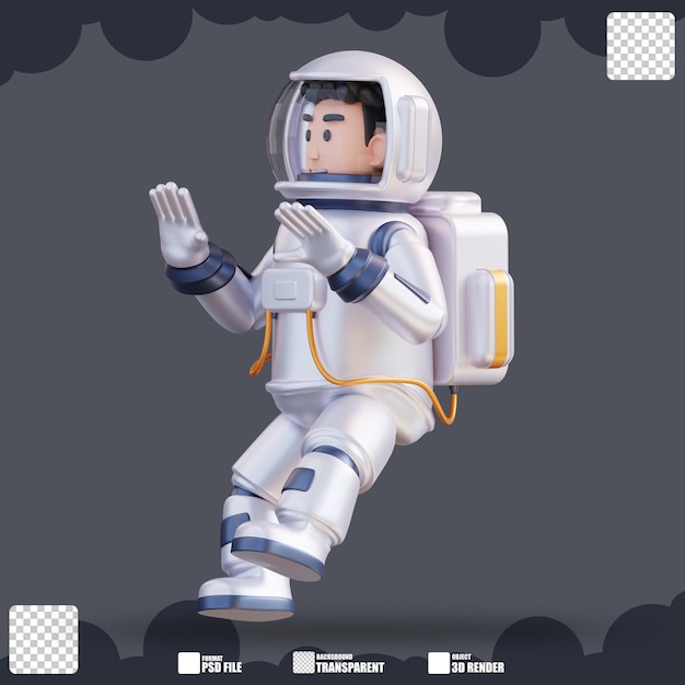 ilustração 3D do astronauta flutuando no espaço sideral 3