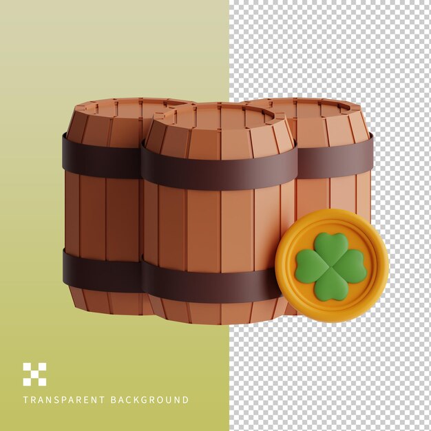 PSD ilustração 3d do barril psd