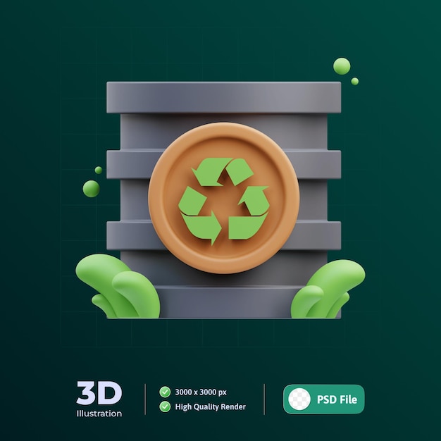 PSD ilustração 3d do barril