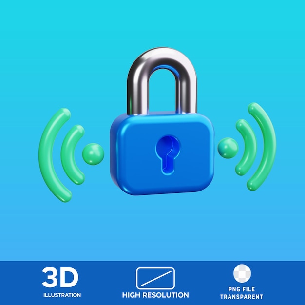 Ilustração 3D do cadeado PSD