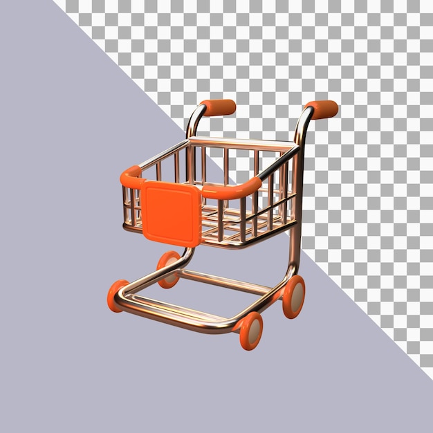 PSD ilustração 3d do carrinho de compras vazio