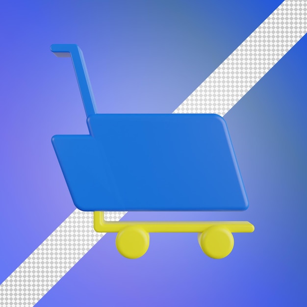 PSD ilustração 3d do carrinho de compras