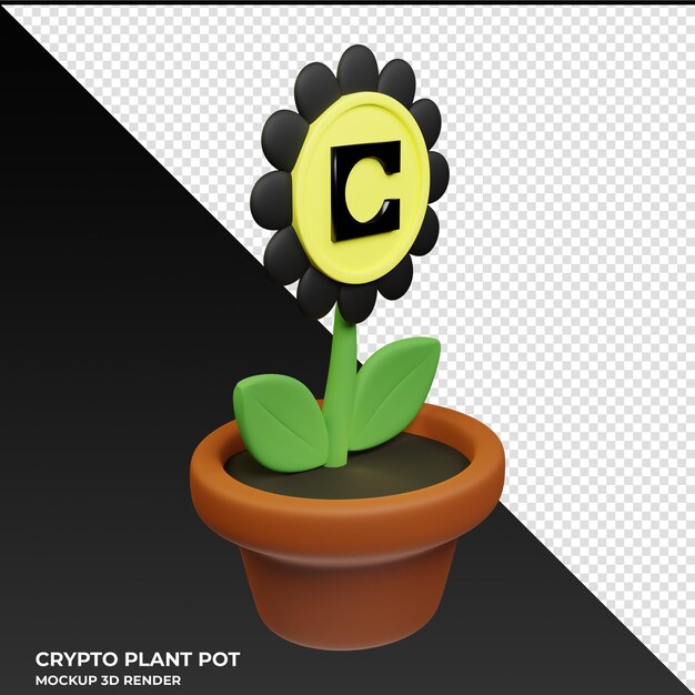 PSD ilustração 3d do celo crypto plant pot