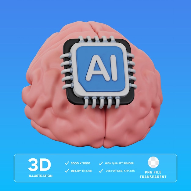 Ilustração 3D do cérebro Ai