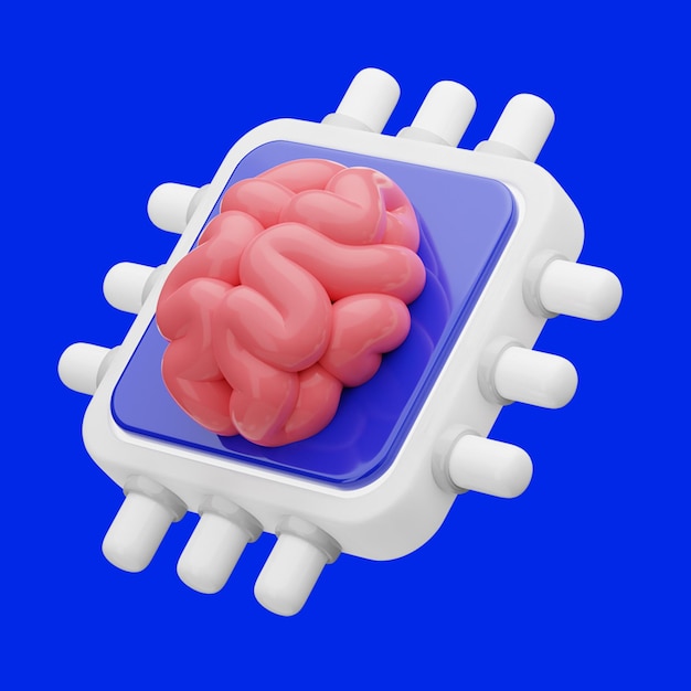 PSD ilustração 3d do cérebro da ia