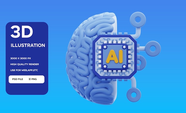Ilustração 3D do cérebro PSD ai