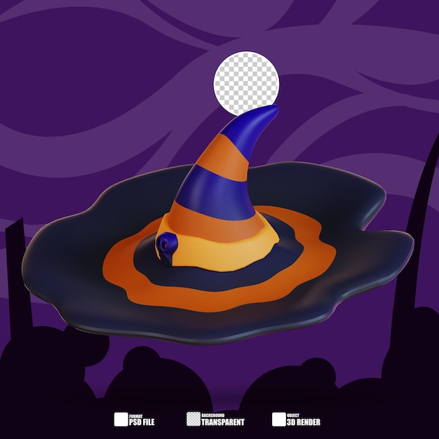 PSD ilustração 3d do chapéu de halloween 2