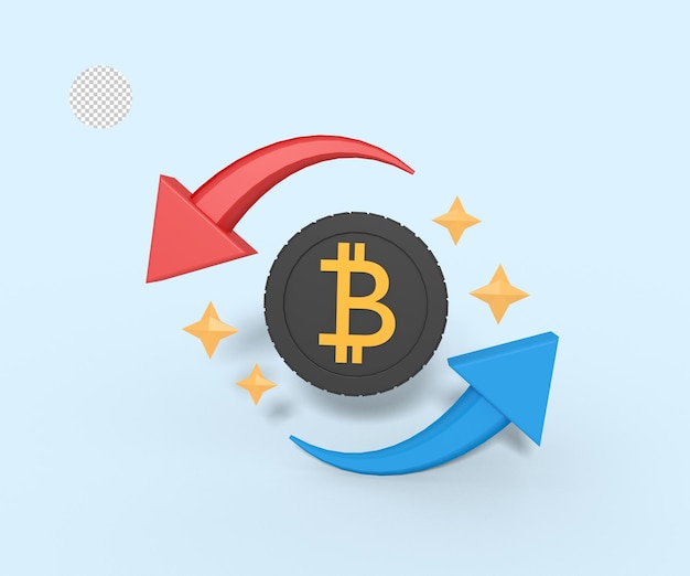 ilustração 3d do ciclo da taxa de câmbio do bitcoin