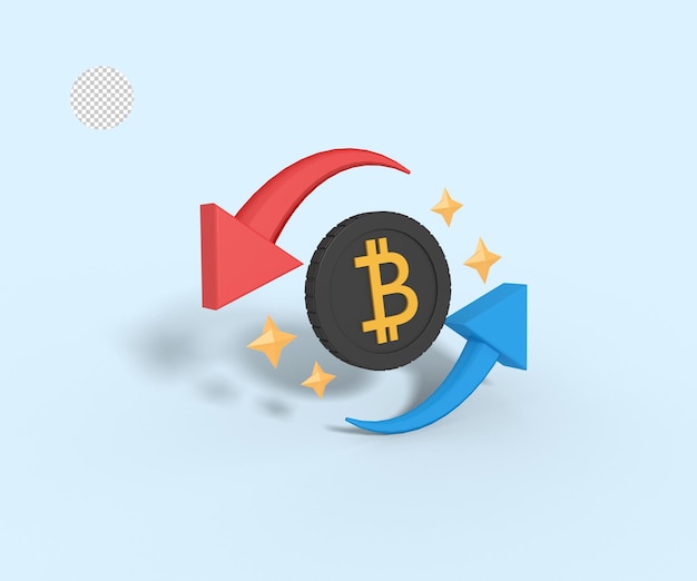 ilustração 3d do ciclo da taxa de câmbio do bitcoin