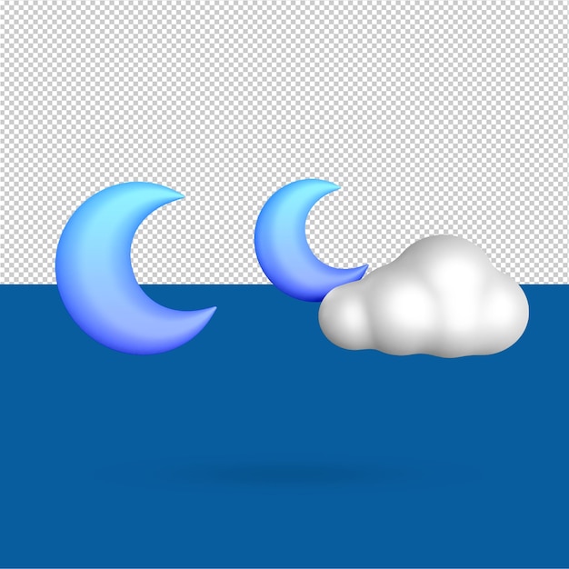 PSD ilustração 3d do clima da nuvem da lua psd grátis cor editável