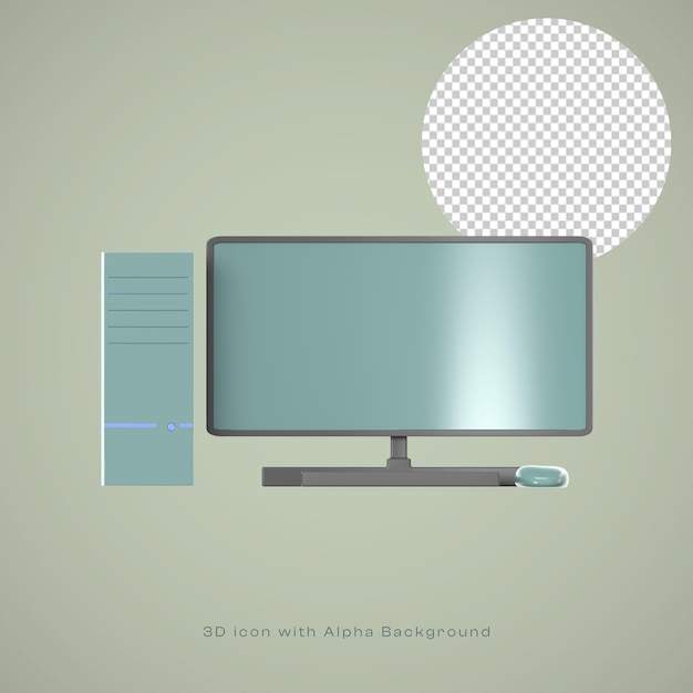 PSD ilustração 3d do computador dekstop com renderização de alta qualidade