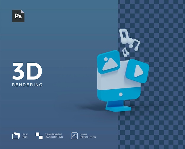 Ilustração 3d do computador