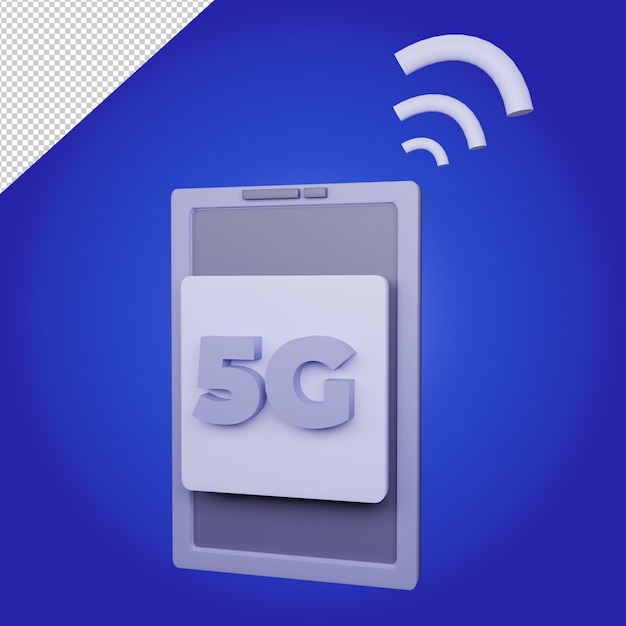 PSD ilustração 3d do conceito de telefone 5g em fundo transparente