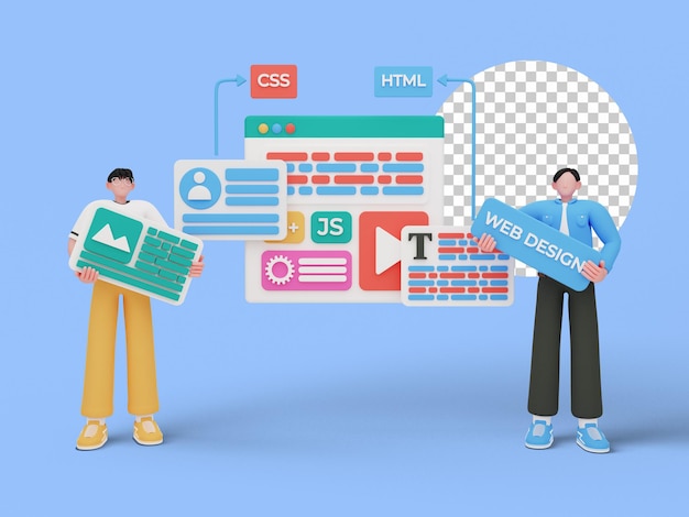 Ilustração 3D do conceito de web design