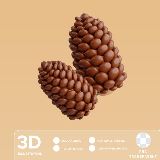 Ilustração 3d do cone de pinheiro psd