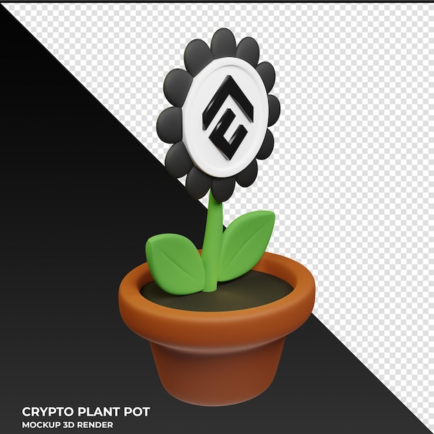 PSD ilustração 3d do conflux cfx crypto plant pot